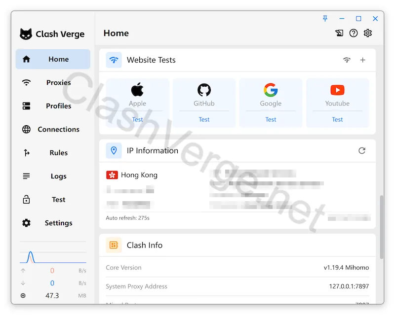Webpage Testing in Clash Verge Rev