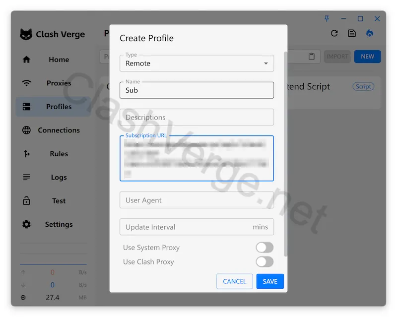 Adding Subscription in Clash Verge Rev